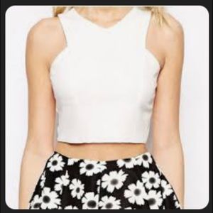 TOPSHOP Ivory Cropped Tank Top w/ Back Zipper
